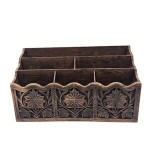 Vintage Molded Plastic Desk Organizer Letter Sorter Mail Holder Tabletop Caddy